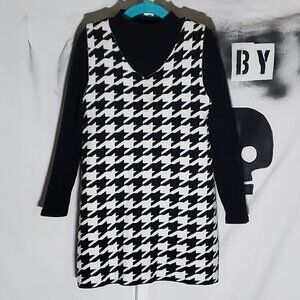 Tahari‎ Kids Houndstooth Dress/Jumper with Black Shirt Sz Small (5/6) Girls